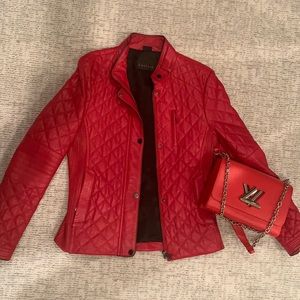 ❤️SOLD!!!!Gorgeous red leather jacket!!! Like new!!!